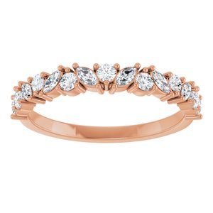 14K Rose 1/2 CTW Natural Diamond Anniversary Band-Marquise
