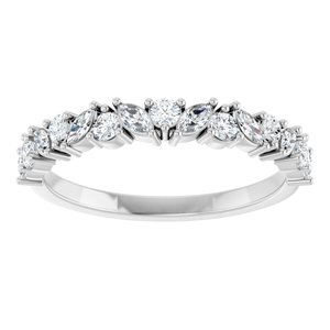 14K White 1/2 CTW Lab-Grown Diamond Anniversary Band-Marquise