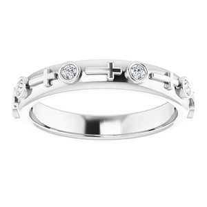 14K White 1/8 CTW Natural Diamond Cross Ring-Round-1.7 Mm