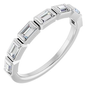 14K White 1/2 CTW Natural Diamond Anniversary Band-Straight Baguette
