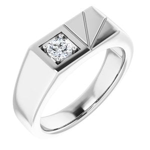 14K White 1/3 CT Natural Diamond Ring-Round-4.3 Mm