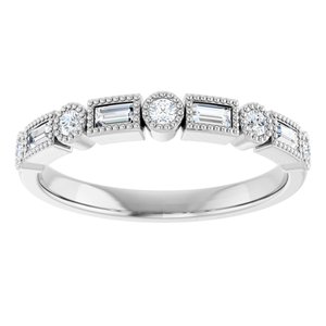 14K White 1/4 CTW Natural Diamond Anniversary Band-Straight Baguette