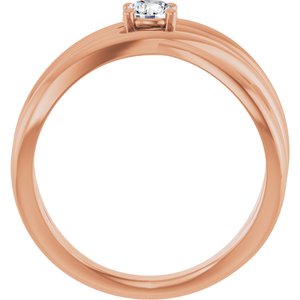 14K Rose 1/4 CT Natural Diamond Criss-Cross Ring-Round-4.1 Mm
