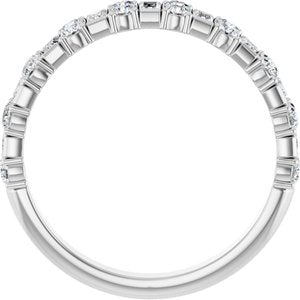 14K White 9/10 CTW Natural Diamond Anniversary Band-Straight Baguette