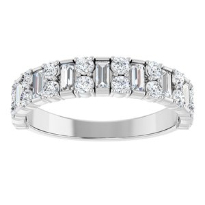 14K White 9/10 CTW Natural Diamond Anniversary Band-Straight Baguette