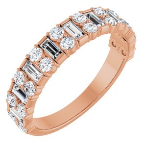 14K Rose 9/10 CTW Natural Diamond Anniversary Band-Straight Baguette