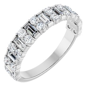 14K White 9/10 CTW Natural Diamond Anniversary Band-Straight Baguette