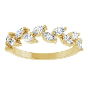 14K Yellow 5/8 CTW Natural Diamond Anniversary Band-Marquise