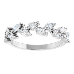14K White 5/8 CTW Natural Diamond Anniversary Band-Marquise