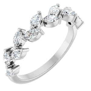 14K White 5/8 CTW Natural Diamond Anniversary Band-Marquise