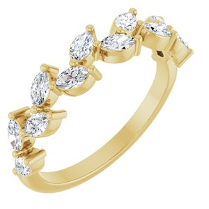 14K Yellow 5/8 CTW Natural Diamond Anniversary Band-Marquise