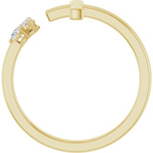14K Yellow 1/10 CTW Natural Diamond Negative Space Cross Ring-Round-2.5 Mm