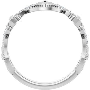 14K White 1/8 CTW Natural Diamond Vintage-Inspired Anniversary Band-Round