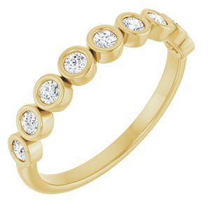 14K Yellow 1/4 CTW Natural Diamond Anniversary Band 9 round stones bezel set-Round