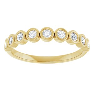 14K Yellow 1/4 CTW Natural Diamond Anniversary Band 9 round stones bezel set-Round