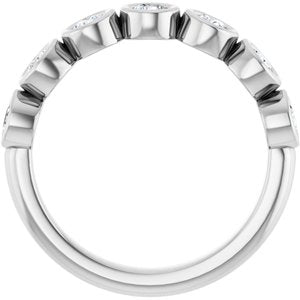 14K White 5/8 CTW Natural Diamond Anniversary Band 7 full cut round bezel set-Round