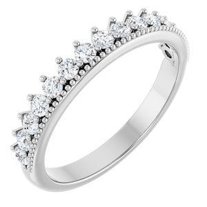 14K White 3/8 CTW Natural Diamond Anniversary Band 15 full cut round 3 prong setting-Round