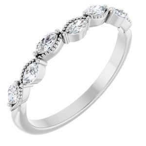 14K White 1/3 CTW Natural Diamond Anniversary Band 7 marquise faceted stones-Marquise
