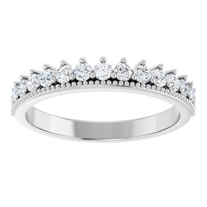 14K White 3/8 CTW Natural Diamond Anniversary Band 15 full cut round 3 prong setting-Round