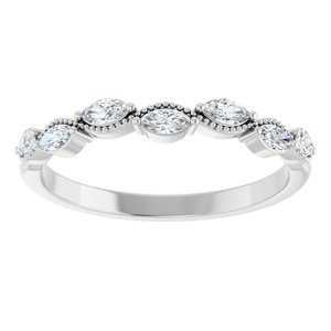 14K White 1/3 CTW Natural Diamond Anniversary Band 7 marquise faceted stones-Marquise