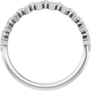 14K White 3/8 CTW Natural Diamond Anniversary Band 21 round full cut stones-Round