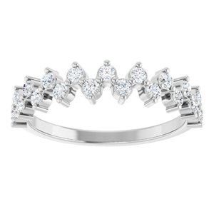 14K White 3/8 CTW Natural Diamond Anniversary Band 21 round full cut stones-Round