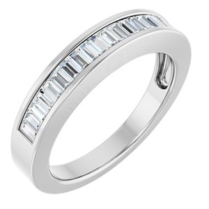 14K White 1/2 CTW Natural Diamond Anniversary Band-Straight Baguette
