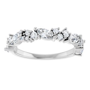 14K White 7/8 CTW Natural Diamond Anniversary Band-Marquise
