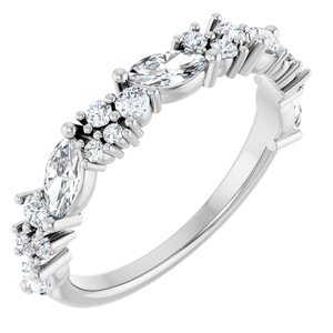 14K White 7/8 CTW Natural Diamond Anniversary Band-Marquise
