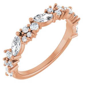 14K Rose 7/8 CTW Natural Diamond Anniversary Band-Marquise