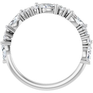 14K White 7/8 CTW Natural Diamond Anniversary Band-Marquise