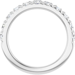 14K White 1 CTW Natural Diamond French-Set Anniversary Band-Round