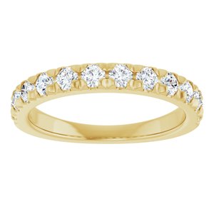 14K Yellow 3/4 CTW Natural Diamond French-Set Anniversary Band-Round