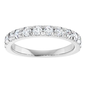 14K White 3/4 CTW Natural Diamond French-Set Anniversary Band-Round
