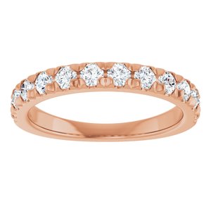 14K Rose 3/4 CTW Natural Diamond French-Set Anniversary Band-Round