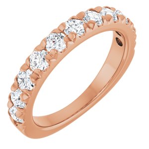 14K Rose 1 CTW Natural Diamond French-Set Anniversary Band-Round