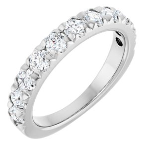 14K White 1 CTW Natural Diamond French-Set Anniversary Band-Round