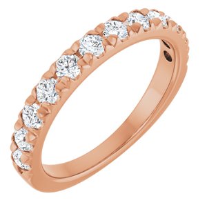 14K Rose 3/4 CTW Natural Diamond French-Set Anniversary Band-Round