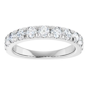 14K White 1 CTW Natural Diamond French-Set Anniversary Band-Round