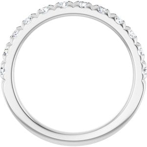 14K White 3/4 CTW Natural Diamond French-Set Anniversary Band-Round