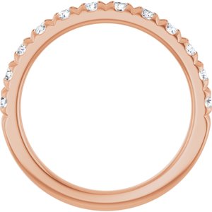 14K Rose 3/4 CTW Natural Diamond French-Set Anniversary Band-Round