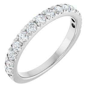 14K White 5/8 CTW Lab-Grown Diamond French-Set Anniversary Band-Round