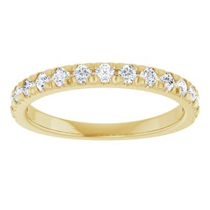 14K Yellow 3/8 CTW Natural Diamond French-Set Anniversary Band-Round