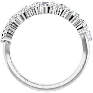 14K White 3/4 CTW Natural Diamond Anniversary Band 8 round stones with 5 marquise stones-Marquise