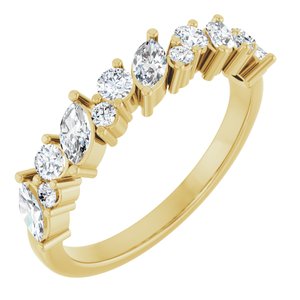 14K Yellow 3/4 CTW Natural Diamond Anniversary Band-Marquise
