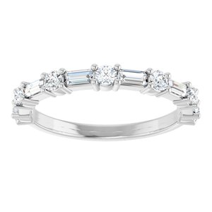 14K White 5/8 CTW Natural Diamond Anniversary Band-Straight Baguette
