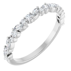 14K White 3/8 CTW Lab-Grown Diamond Anniversary Band-Marquise