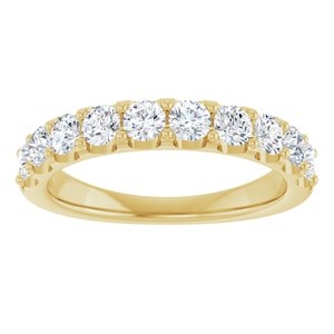 14K Yellow 9/10 CTW Natural Diamond Anniversary Band 10 round full cut stones-Round