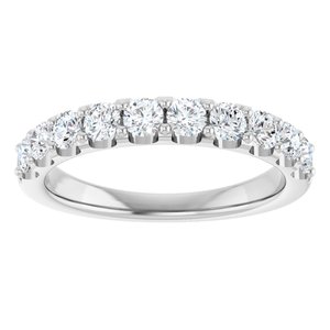 14K White 3/4 CTW Natural Diamond Anniversary Band 10 round stones-Round