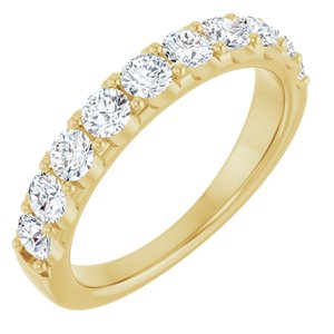 14K Yellow 9/10 CTW Natural Diamond Anniversary Band 10 round full cut stones-Round